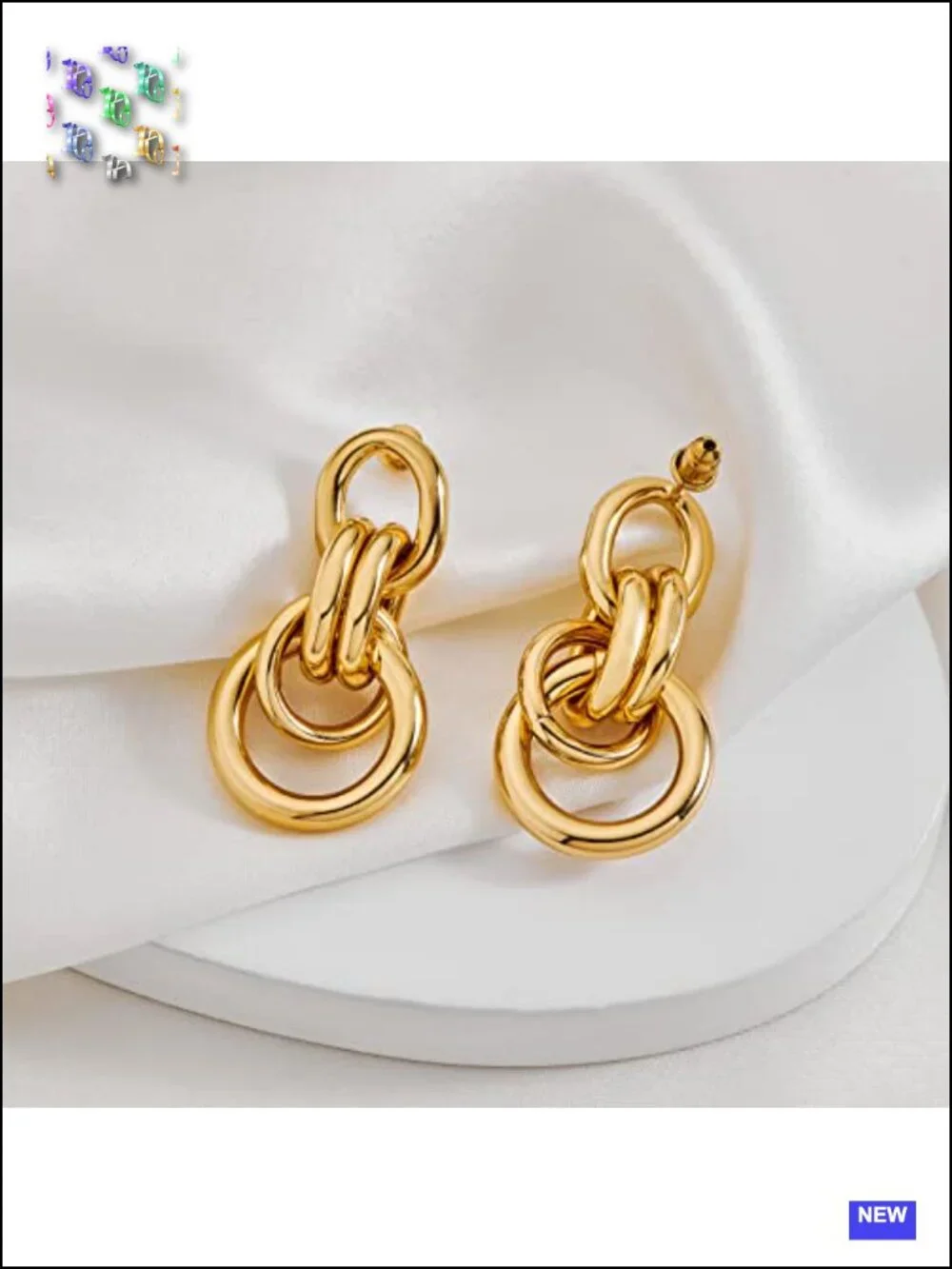14K Gold Plated Chunky Geometric Drop Dangle Earrings Lightweight Statement